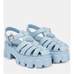 Prada Women's Monolith Cage Platform Sandals Rubber Luxury Designer US 11/EU41